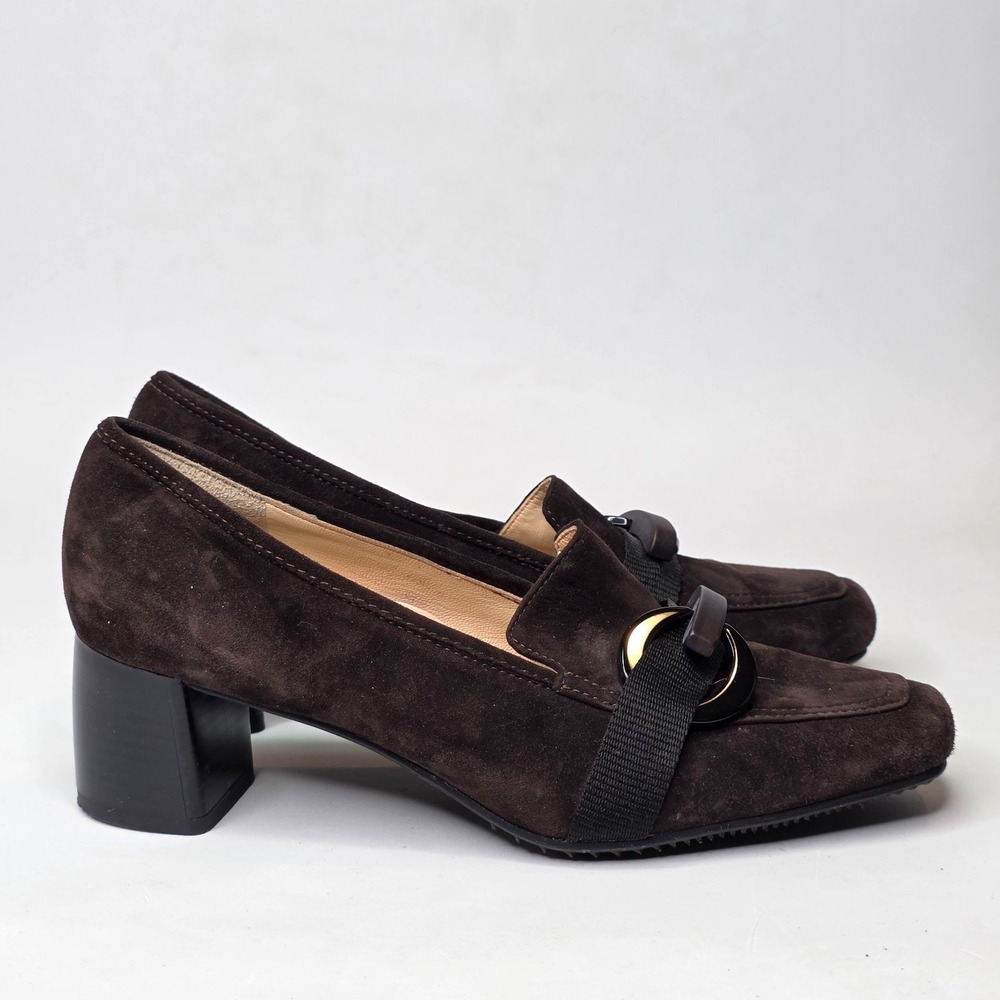 Brunate Womens Heels Size 8 EU 38.5 Dark Brown Suede Slip On Classic Shoes Italy